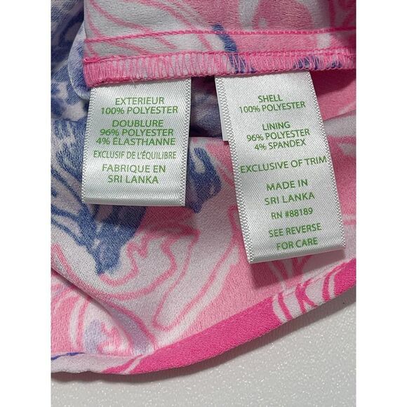 Lilly Pulitzer Marla Romper Sun Drenched Pink Tropics Ruffle Hem Crepe Size 00 - Picture 8 of 13